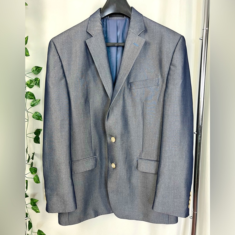 🦈 Lauren Ralph Lauren Blue Shark Skin Sports Coat Size 44R
